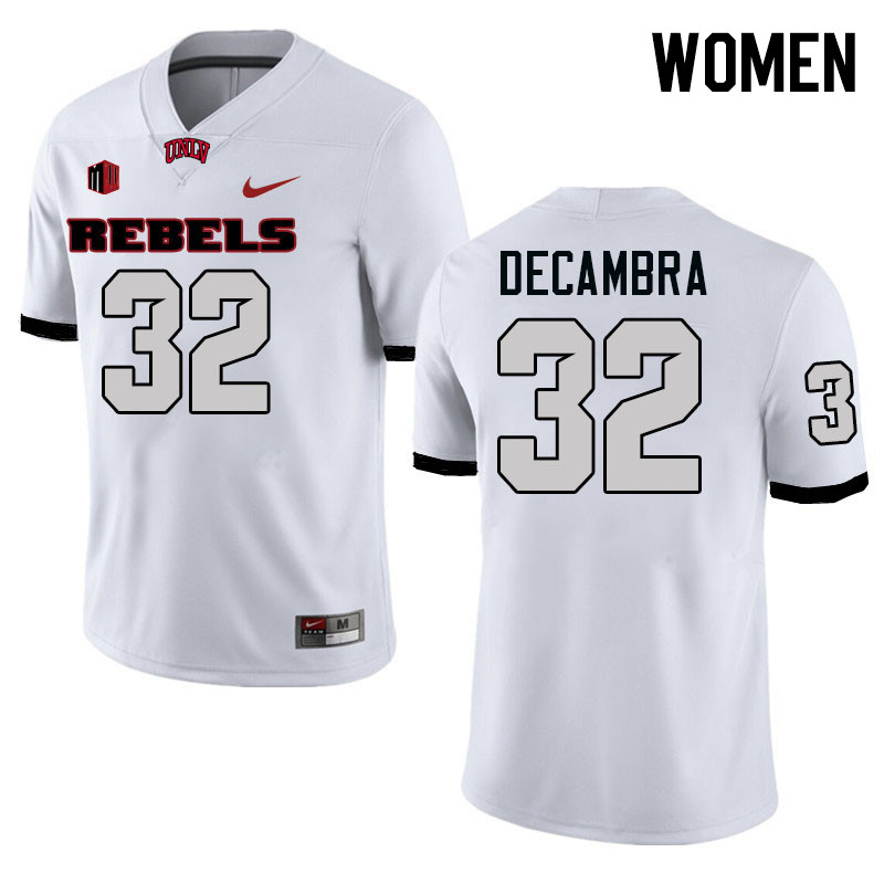 Women #32 Kodi DeCambra UNLV Rebels College Football Jerseys Stitched-White